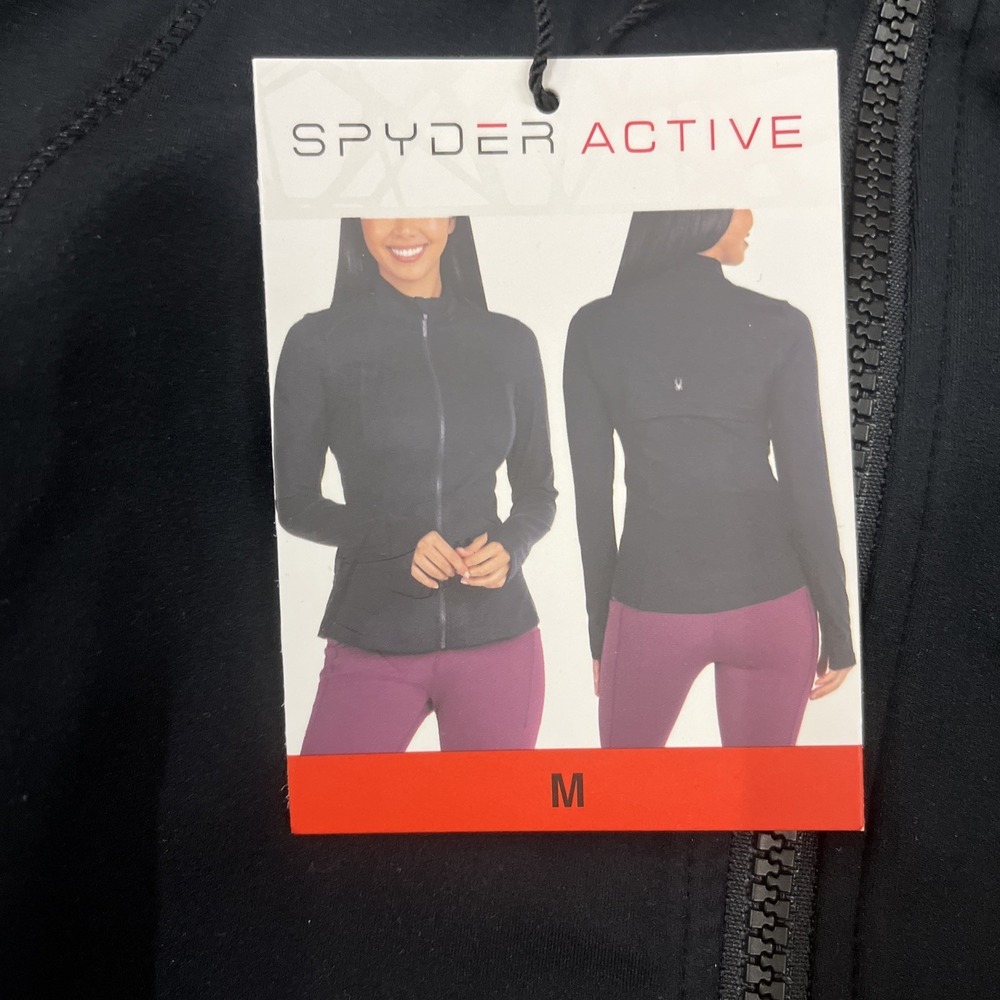 NEW Spyder Black Active Lightweight Front Zip Jacket -Size XL -Fast - Picture 2 of 2